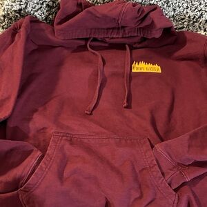 Eddie Bauer Burgundy Hoodie with Yellow Logo